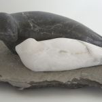 Mother Seal and Pup Irish Blue Limestone and Alabaster
